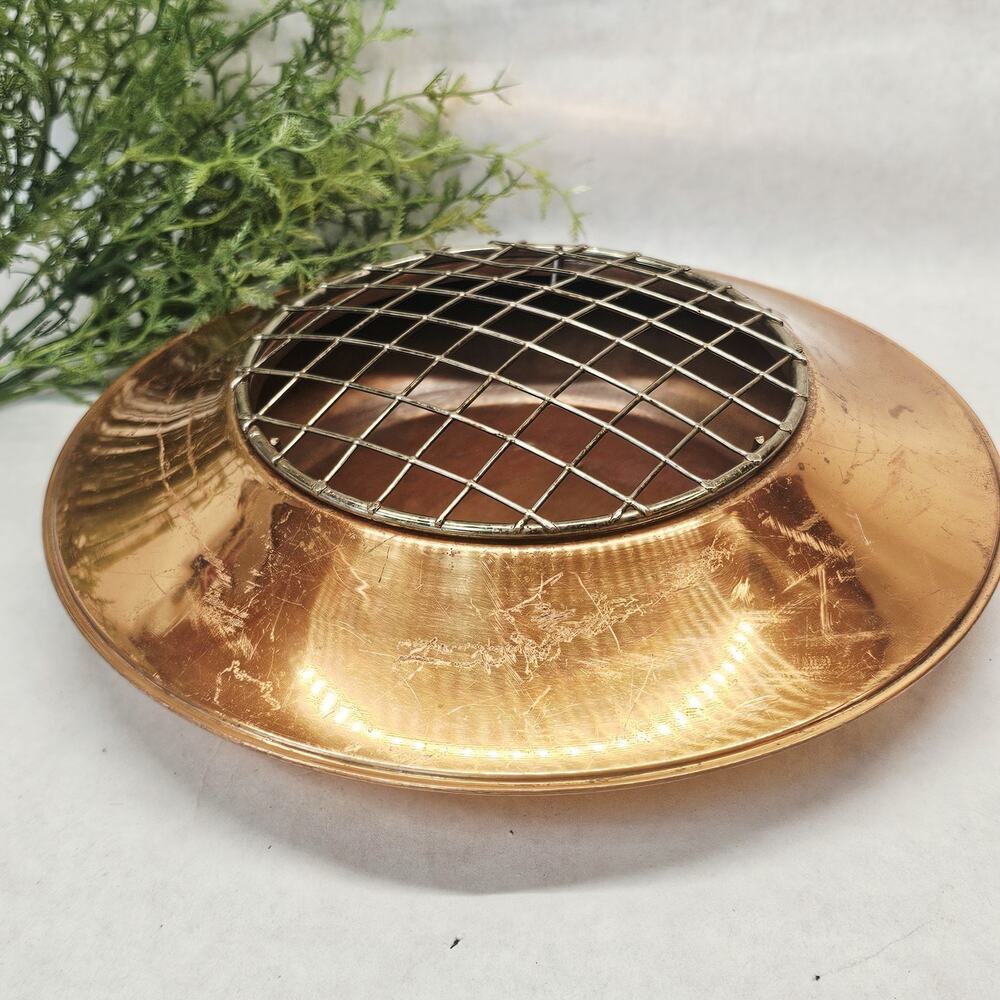 Vintge 9" Copper & Brass Metal Bowl Flower Frog Vase Floral Arrangement England